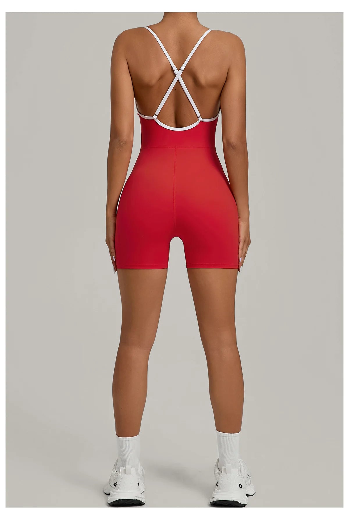 Spring/summer Women's Contrasting Yoga Jumpsuit Hollow Out Cross Back Camisole One Piece Sports Suit Hip Lifting Fitness Romper