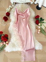 Sexy Lace Patchwork Pajamas Comfortable And Casual Long And Comfortable Women's Nightgown