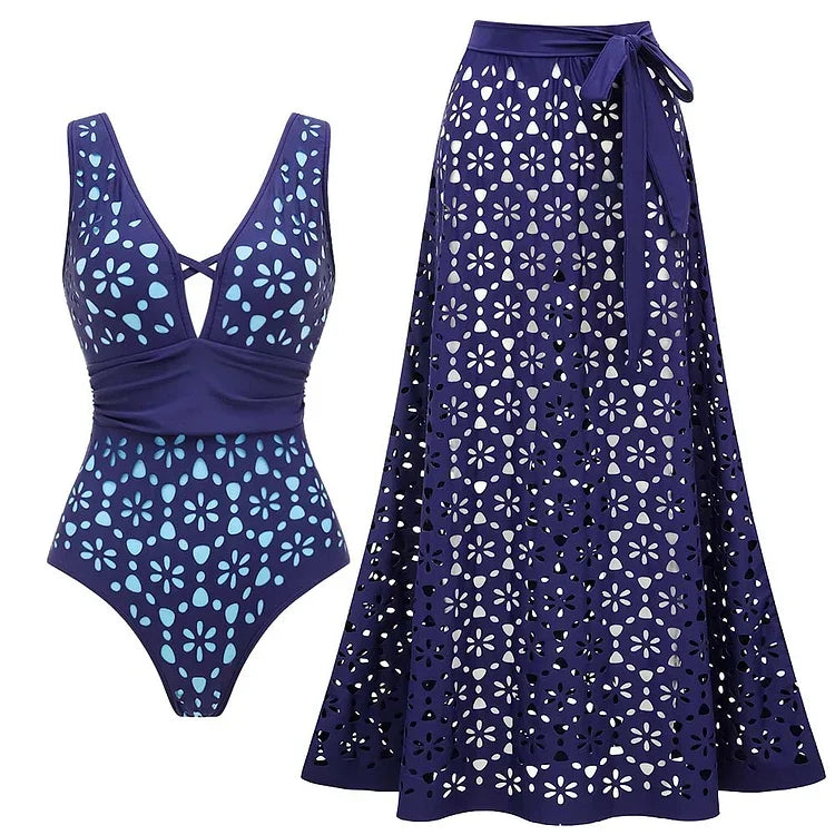 2026 High Quality One Piece Swimsuit Floral Ruffle Printed Push Up Women Bikini Set Swimwear Slimming Bathing Suit Beach Wear
