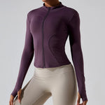 Zipper Long Sleeve Sports Jacket Women Fitness Yoga Shirt Gym Top Activewear Running Coats Push Up Workout Clothes Woman Jacket