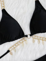 Wrap Around Halter Diamond Bikini Women Swimsuit Female Metal Chains Swimwear Two-pieces Bikini Set Brazilian Bathing Suit Swim