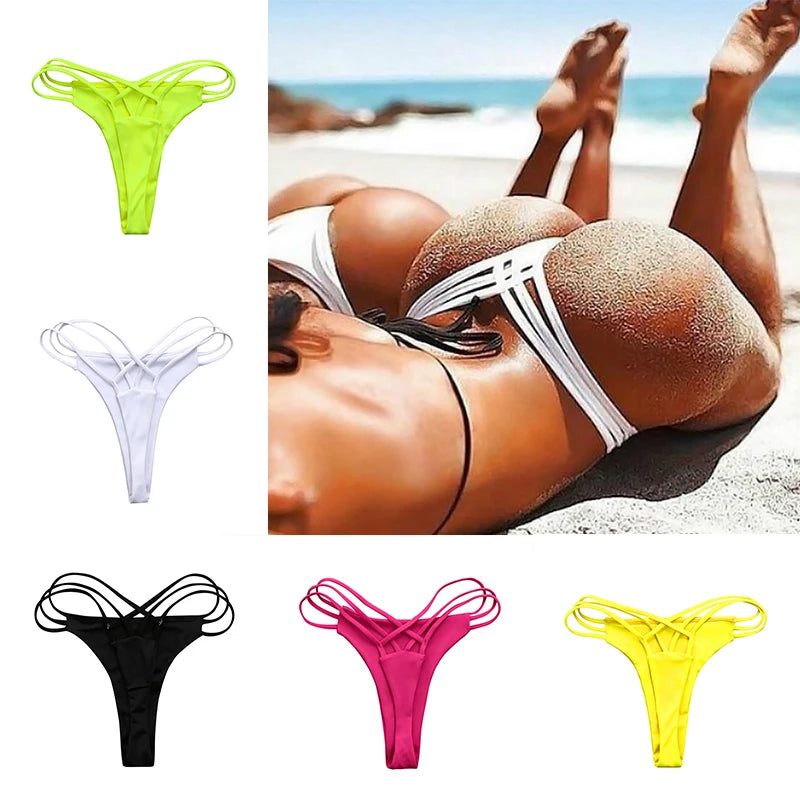 Women Cross Strap Swimwear Sexy Bikinis Bottom Fashion Swimsuit Bikini Panties Cheeky Thong Bikini Bottoms Swim Trunks