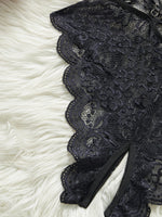 Floral Lace Coverall For Women Bodysuit Homewear Modest Nightdress Comfortable Lingerie