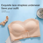 Women Bra Anti-slip Push Up Front Closure Invisible Tube Top Bra Solid Color Elastic Lady Bandeau Bra Women Underwear