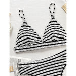 Sexy Black White Striped High Waist Bikini Female Swimsuit Women Swimwear Two-Pieces Bikini Set Bather Bathing Suit Swim V5830