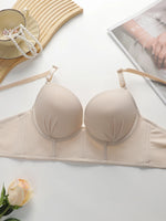 Women Ribbed Longline Push Up Bra Adjustable Thin Strap Side Support Anti Sag Brassiere Breathable Solid Daily Lingerie B6075