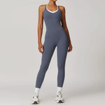 Yoga Jumpsuit Fake two color contrast halter sport jumps Women Push Up Gym Fitness Overalls Sport Outfit Sportswear Clothes 8843