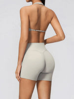 Summer Yoga Sets Women Front Cross Sports Bra Exercise Suits Outwear Lifting Buttocks Abdominal Compression Shorts Fitness Set