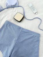 Sexy Blue Plaid Bikini Set 2026 Women Bow Strap Bandage Push Up High Waist Panties Swimsuit Beach Bathing Suit 2 Piece Swimwear