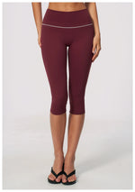 Hip Lifting Midi Length Yoga Pants Women Contrast Color Gym Sports High Waist Capri Trousers Breathable Fitness Running Leggings
