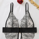 Sexy One Piece Bodysuit Lace Hollow Out Jumpsuit Women Erotic Lingerie