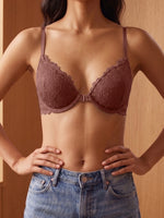 Sexy Women Lace Front Closure Bra Underwire Mesh Back Adjustable Strap Push Up Bralette Daily Thin Lingerie