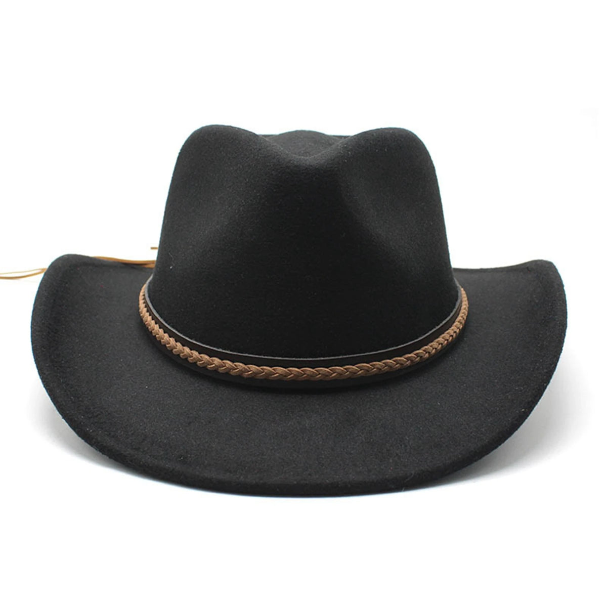 Women Men Retro Felt Jazz Hats Classic Cowboy Hats Wide Brim Cowgirl Sun Hats with Decorative Band