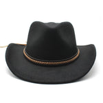 Women Men Retro Felt Jazz Hats Classic Cowboy Hats Wide Brim Cowgirl Sun Hats with Decorative Band