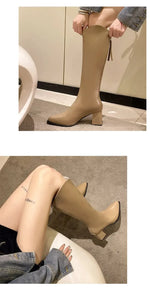 Pointed Toe Women High Boots Fashion Side Zippers Long Booties Ladies Elegant Party High Heel Shoes Winter Women's Footwear