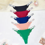 5pcs/Set Sexy Embroidery Two Shiny Belts Women Briefs Solid Low Waist Comfortable Female Panties Elegant Intimates Lingerie