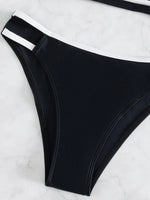 Splicing One Shoulder Bikini Women Swimwear Female Bandeau Swimsuit Two-pieces Bikini Set High Cut Bathing Suit Swim Beach Wear