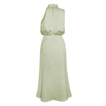Foridol One Shoulder Turtleneck Tank Satin Women Party Dress Robe Zip Sleeveless Elegant Vintage Folds Women Clothing 2025