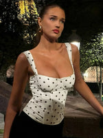 FDYOUI 2026 Summer Women's Polka Dot Camisoles Fashion Sexy Sleeveless T-shirt Backless Slim Corset Female Crop Tops Streetwear
