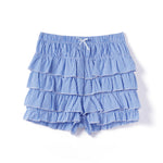 Women’s Layered Ruffle Bloomer Shorts Elastic Waist Little Bow Front Plaid Print Shorts Summer Bottoms