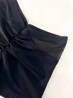 New Women Sexy Solid Ruched Bikini Bottom Mesh Sides High Waisted Two Piece Separate Elastic Flat Leg Swimming Shorts Sale
