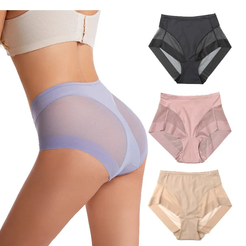 Seamless Panties Women High Rise Panty Tummy Control Briefs Butt Lifter Shapewear Sexy Lingerie Ice Silk Underwear S-3XL