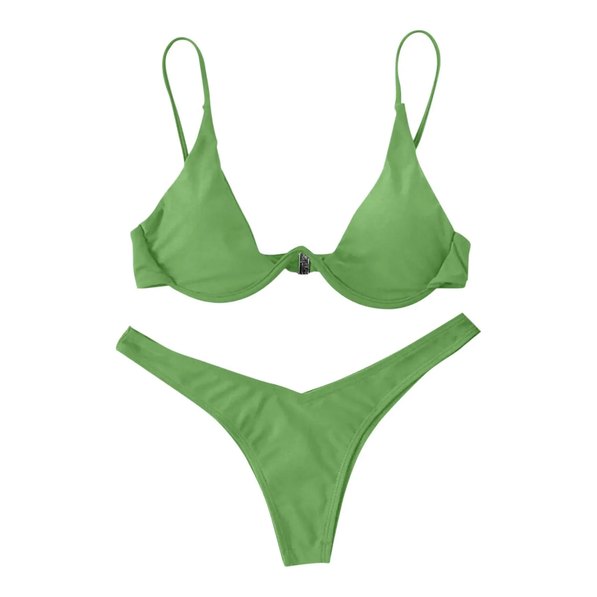 Sexy Underwire Bikini 2024 Mujer Women Solid Red Push Up Bra Thong Swimsuit Halter V Neck Bathing Suit Mini Micro Thong Swimwear