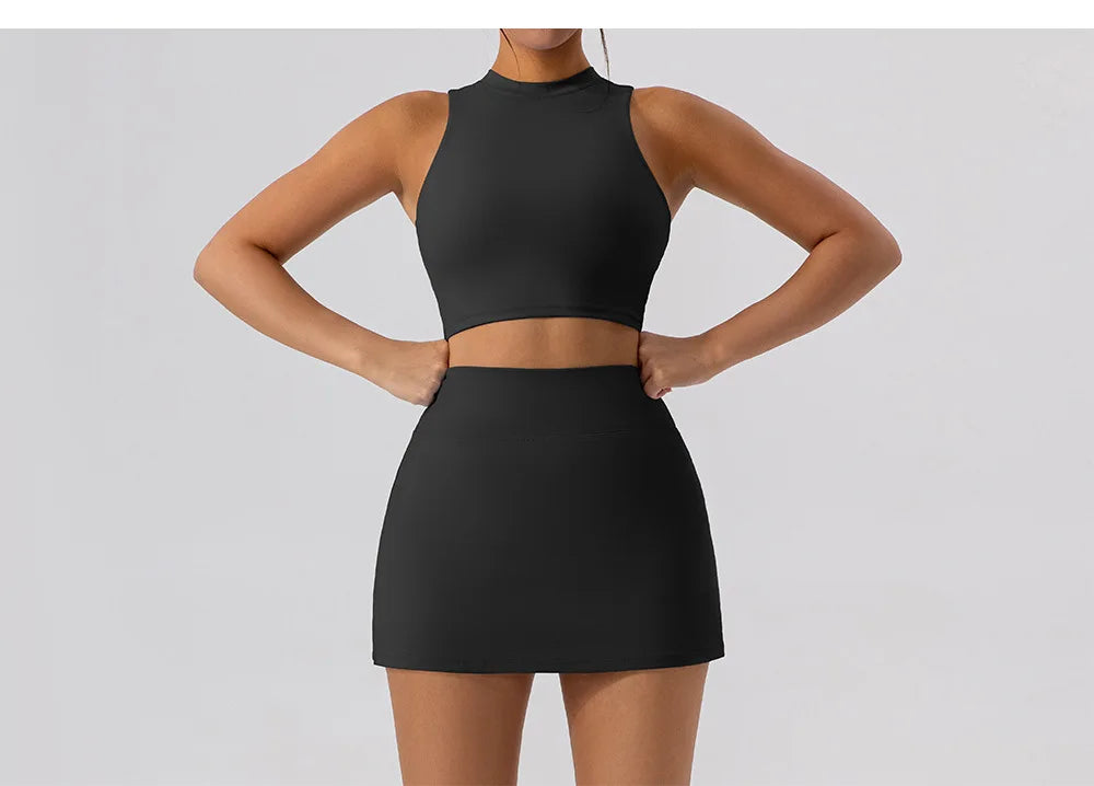 2025 Tennis Skirts Shorts Women Solid Sports Gym High Waist Yoga Fitness Shorts Slim Fit Breathable Running Fitness Mini Skirt