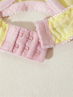 Female Sweet Mesh Lingerie Set Pink Lace Trim Bra and Panty Set Intimate 2 Pieces Women Underwear Cute Bow Sexy Boudoir Lingerie