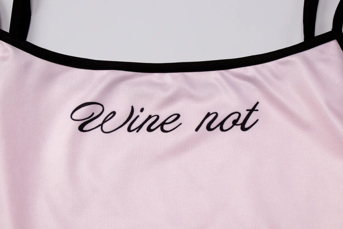FDYOUI Y2K Camisole Tops for Women Spaghetti Strap Letter Print Pink Corset Y2K Streetwear Girls Backless Cropped Tank Top Black