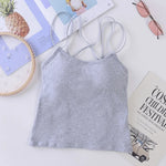 Women Tank Crop Tops Female Crop Top Seamless Backless Summer Cropped Camis Removable Pads Lingerie Girls Camisole