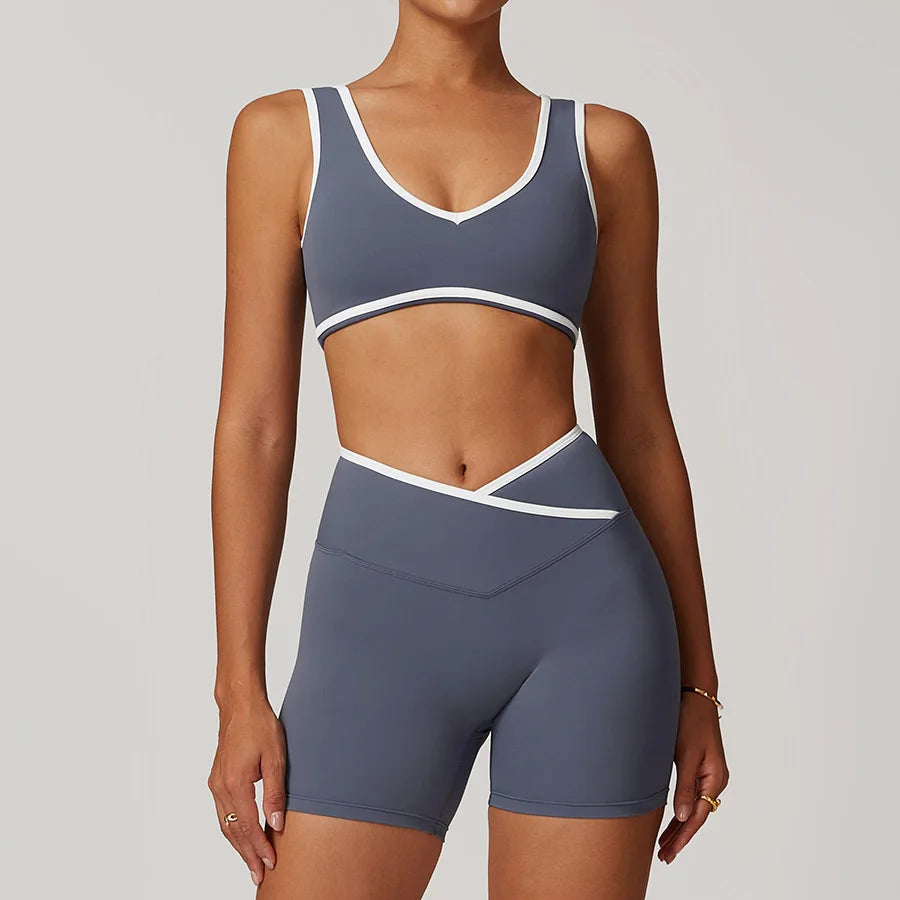 Yoga Set2 Pieces Workout Outfits Fitness Sportswear Gym Tracksuit High Waist Leggings Sports Bra Athletic Wear Women Clothes