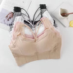 Women Tank Crop Top Seamless Underwear Lace Cropped Crop Tops Female Intimates Sexy Lingerie Plus Size Padded Camisole Femme