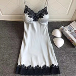Sexy WomenSilk Robe Dress Nightdress Soft Lace Casual Nightgown Straps Sleepwear Nightdres