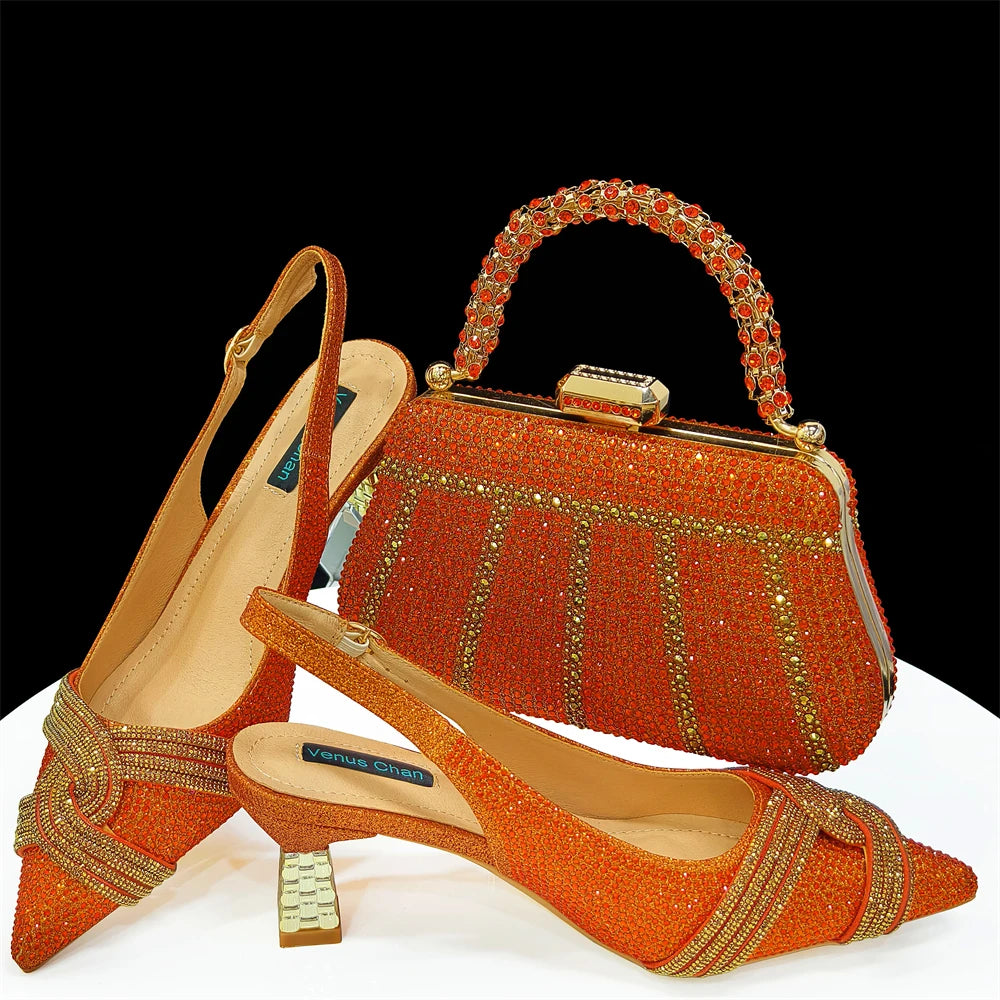 Doershow Lastest Italian Design Fashion Style Ladies Shoes with Matching Bag Set 2024 Nigerian Shoes and Bag Set HAS1-5
