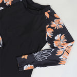 Women Two Pieces Vintage Print Rash Guard Swimwear Long Sleeve Shirt Shorts Surf Top Retro Print Running Shirt Split Swimsuit