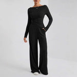 Autumn and Winter New Women's Home Clothes Sleepwear Two-Piece Set Casual Solid Color High Neck Knitted Sweater Loose Pants Y2K