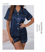 Women Two-piece Pj Sets Sleepwear Loungewear Button-Down Pajama Women 2 Piece Pijama Homewear Shorts Set