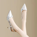 Pointed Toe High Heels Women Dot Sandals 2026 Summer Singbacks Mules Shoes Elegant