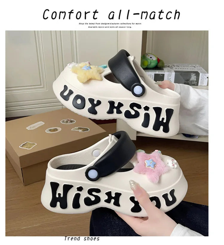 Clogs Thick-soled Slippers Women's Summer 2026 New Style Anti-slip Height-increasing Sandals and Slippers for Outdoor Wear
