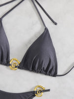 Sexy Thong Bikinis Sets Two Pieces Swimsuit Metal Hoops Link Swimwear Female Brazilian Biquini Triangle Beach Wear Bathing Suit