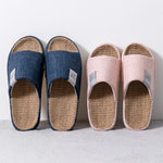 Breathable Flax Slippers Women Men Indoor Mute Slipper Anti-slip Lovers House Floor Shoes SoftLadies Summer Home Slides