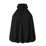 2026 Summer Women Elegant Halter Tops Backless Sleeveless Bubble Hem Vest for Club Party Casual Loose Tank Tops
