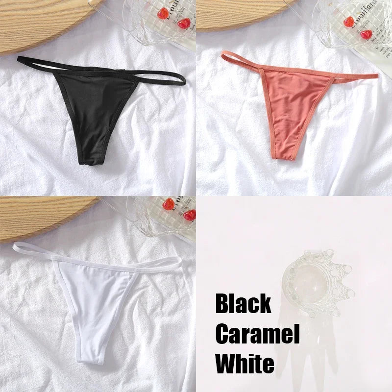New 3PCS/Set Cotton Bikini Panties Women Sexy Solid Color Low Waist Thongs Female Breathable G-String Underwear Comfort Lingerie