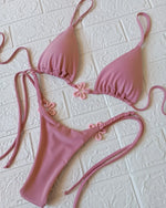 2025 Halter Bikinis Women Swimsuit New Sexy Swimwear Floral Brazilian Bikini Set Micro Biquini Female Cute Solid Beachwear