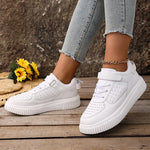 Plus Size 43 Breathable Platform Sneakers Women White Lace Up Thick Bottom Vulcanized Shoes Woman Hook Loop Non Slip Sport Shoes