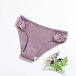 4Pcs/Set Cotton Panties Women Low Rise Briefs Breathable Underwear Solid Color Lace Trims Panty Female Underpants Sexy Lingerie