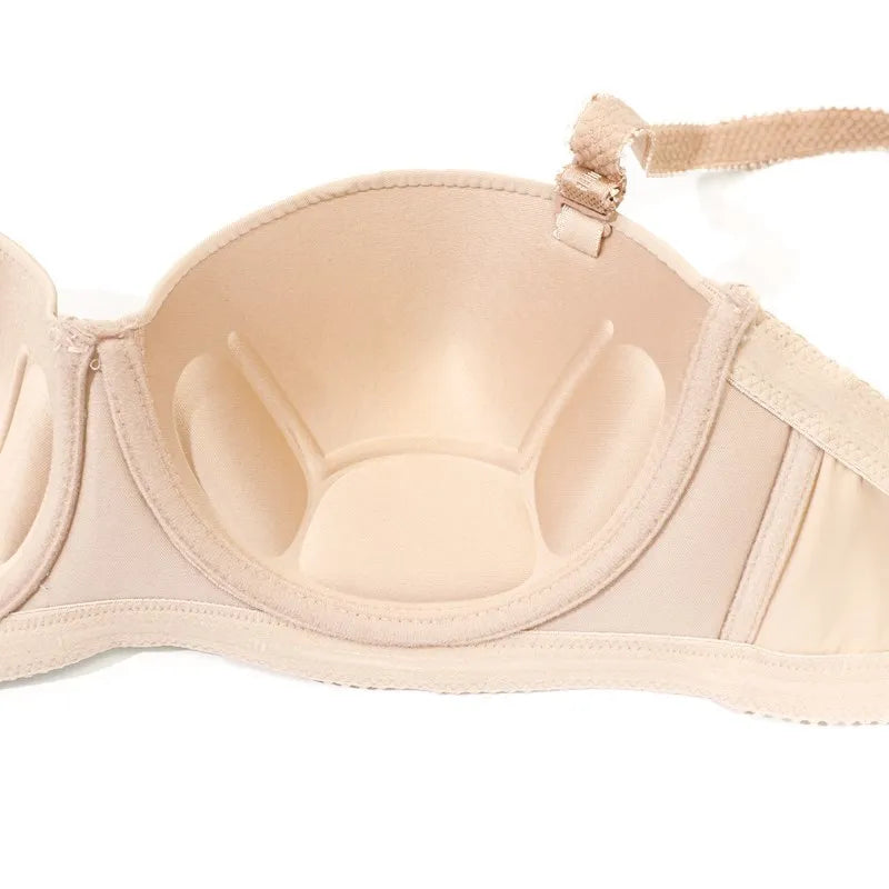 Beauwear Half Cup Push Up Bras for Women Plus Size C cup bralette underwire 85C 90C Beige Bra