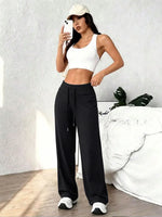 2026 New Casual Wide Leg Yoga Joggers Drawstring Sport Pants Naked Feeling High Stretch Outdoor Loose Sports Pants Spring Style