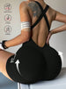【Fitness & Sports】Yoga Pilates Cycling Running Specialized Black Fitted Sportswear Women's Backless Fitness Top + High-Waisted S